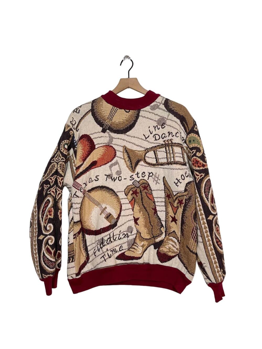 Sugar Street Weavers Sweater Texas Two Step Tapestry Pullover Art Sweater
